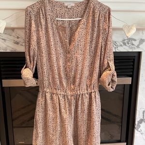 LOFT romper, tan with black design, size small.
